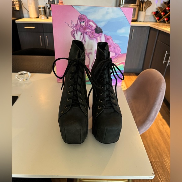 Jeffrey Campbell Lita Booties in color Black Distressed. Size 8.5 - Picture 5 of 14